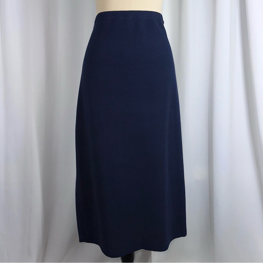 Navy A-Line Midi Skirt